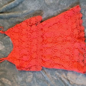 Crochet coral romper
